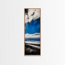 Coastal Path Painting, Modern Beach Landscape, Blue Sky and Ocean Art, Contemporary Home Decor, Living Room Wall Art, Canvas Print