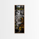 Flowing River Scene, Nature Photography, Tranquil Landscape Art, Framed Canvas Print, Cabin Wall Decor, Rustic Home Artwork, Autumn Theme