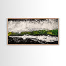 Abstract Expressionism, Black White Green, Dramatic Landscape, Framed Canvas Print, Modern Wall Art, Statement Artwork, Living Room Decor