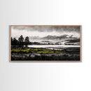 Foggy Forest, Mountain Landscape, Monochrome Wall Art, Framed Canvas Print, Modern Home Decor, Living Room Artwork, Nature Print