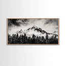 Mountain Landscape, Black and White, Framed Canvas Print, Nature Wall Art, Rustic Home Decor, Modern Farmhouse, Large Wall Art