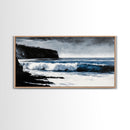 Ocean Waves, Coastal Scene, Monochrome Seascape, Framed Canvas Print, Beach House Decor, Minimalist Ocean Art, Modern Wall Art