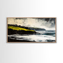 Ocean Cliffs, Misty Coastline, Stormy Sea, Canvas Print, Moody Seascape Art, Living Room Decor, Minimalist Wall Art, Nature Painting
