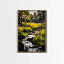 Stream Forest, Impressionist, Framed Canvas Print, Nature Wall Art, Greenery Landscape, Relaxing Home Art, Living Room Decor, Country Style