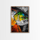 Vibrant Fish Art, Abstract Ocean Decor, Blue Yellow Green, Coastal Wall Art, Nautical Home Decor, Beach House Art, Framed Canvas Print