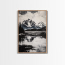 Serene Lake, Black and White Art, Nature Wall Decor, Minimalist Art, Wilderness Painting, Tranquil Wall Art, Modern Home Decor, Canvas Print