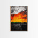 Fiery Sunset, Abstract Landscape, Vibrant Colors, Warm Tones, Fall Wall Decor, Bold Statement Art, Living Room Art, Framed Canvas Print