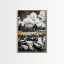 Cabin Reflection, Rustic Home Art, Log House Painting, Tranquil Lake, Country Home Wall Decor, Framed Canvas Print, Nature Lover Gift