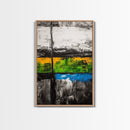 Geometric Landscape, Textured Canvas Print, Bold Wall Art, Modern Home Decor, Minimalist Artwork, Yellow Green Blue Painting
