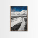 Sandy Path, Tranquil Beach Wall Art, Minimalist Coastal Home Decor, Nature Landscape Print, Ocean Retreat, Framed Canvas Print