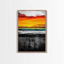 Sunset Reflection, Dramatic Skies, Ocean Scene, Framed Canvas Print, Vibrant Seascape, Living Room Wall Art, Fall Painting, Coastal Decor