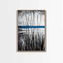 Tall Grass, Serene Lake View, Minimalist Coastal Art, Black White Landscape, Contemporary Home Decor, Canvas Print