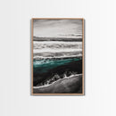 Monochrome Ocean Print, Coastal Wave Seascape, Nautical Wall Decor, Black and White Wall Art, Beach House Art, Framed Canvas Print