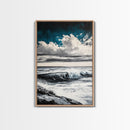 Ocean Wave Art, Seascape Print, Coastal Wall Decor, Seaside Art, Nautical Home Aesthetic, Beach House Wall Print, Framed Canvas Print
