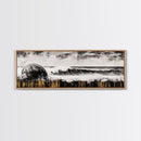 Surreal Ocean Art, Black and White Wave Print, Modern Seascape Painting, Coastal Wall Decor, Abstract Beach Canvas Print, Framed Canvas Print