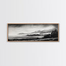 Misty Mountains, Monochrome Landscape, Nature Wall Art, Canvas Print, Scenic Home Decor, Adventure Lover Gift, Black and White Art