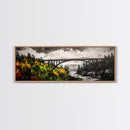 Forest Bridge, Scenic Landscape, River Valley, Canvas Print, Rustic Wall Art, Cabin Decor, Nature Inspired, Living Room Art, Moody Aesthetic