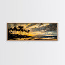 Golden Beach Sunset, Coastal Wall Art, Framed Canvas Print, Tropical Home Decor, Relaxing Seascape, Living Room Wall Art, Ocean Sunset Art