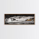 Frozen Cave, Monochrome Landscape, Framed Canvas Print, Winter Wall Art, Dramatic Nature Scene, Home Office Decor, Unique Black and White Art