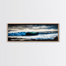Powerful Ocean Wave, Realistic Seascape Art, Blue Water Wall Decor, Coastal Living Room Art, Surfer Beach Print, Framed Canvas Print