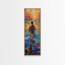 Woman Water, Sunset, Canvas Print, Bohemian Abstract Wall Art, Feminine Bedroom Decor, Sunset Painting, Vibrant Beach Vibes