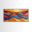 Desert Hills, Color Layers, Sunset Sky, Canvas Print, Boho Abstract Wall Art, Eclectic Bedroom Print, Vibrant Hallway Decor