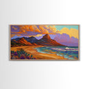 Mountain Desert, Beach, Sunset, Vibrant Desert Mountain Canvas Print, Colorful Southwest Wall Art, Living Room Fall Landscape