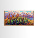 Wheat Grasses, Coastal, Sunrise, Canvas Print rustic boho kitchen wall art, country field beach decor, nature inspired autumn artwork