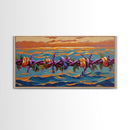 Barbed Sunset, Ocean, Framed Canvas Print, Symbolic Ocean Barbed Wire Art, Modern Sunset Expressionist Decor, Unique Office Wall Art