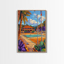 Resort Courts, Palms, Canvas Print, Tropical travel art, boho outdoor decor, living room wall art, vacation dreamscape, palm tree landscape