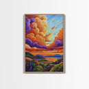 Sunset Sky, Coastal View, Vibrant Nature, Canvas Print, Landscape wall art, boho art, colorful sky painting, Living Room Wall Art