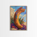 Driftwood, Woven Textile, Desert Sky, Framed Canvas Print, rustic wall art, southwest decor, colorful boho style, Entryway Wall Art