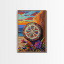 Mandala Sun, Beach Sunset, Boho Symbolism, Coastal Meditation Art, Zen Decor, Living Room Wall Art, Canvas Print, Colorful Texture