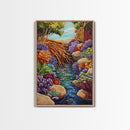 Tree Roots Water, Forest Creek, Vibrant Flora, Nature Beauty, Framed Canvas Print, Office Wall Art, Botanical Decor, Whimsical Art