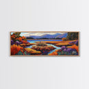 Autumn Lake, Purple Trees, Fall Landscape, Colorful Reflections, Framed Canvas Print, Cabin Wall Art, Cozy Fall Decor, Nature Inspired