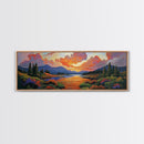 Sunset River, Nature Glow, Autumn Lake, Canvas Print, colorful sunset landscape, rustic mountain scene, Fall decor, cabin wall art