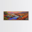 Autumn River Landscape, Colorful Nature Scene, Southwest Wall Art, Framed Canvas Print, Fall Living Room Decor, Warm Tones