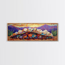 Colorful Shell Art, Coastal Mountain Decor, Ocean Nature Vibes, Beach Shell Wall, Framed Canvas Print, Living Room Coastal Boho Art
