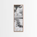 Ocean View Chair, Sandy Dunes, Seaside Retreat, Minimalist Beach, Calm Vibes, Framed Canvas Print, Bedroom Wall Art, Coastal Cottage Style