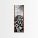 Rocky Jetty, Ocean Horizon, Black and White Seascape, Minimalist Nature, Canvas Print, Neutral Wall Decor, Office Wall Art, Hallway Decor