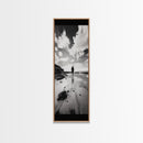 Lone Beach Walker, Dramatic Sky, Ocean Reflections, Solitude Moment, Framed Canvas Print, Hallway Wall Art, Moody Minimalist Decor