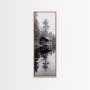 Cabin Reflection, Still Water, Forest Escape, Nature Retreat Art, Framed Canvas Print, Lakehouse Decor, Fall Cabin Scene, Cozy Rustic Wall Art