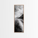 Boat Wake Lines, Alpine Coast, Moody Waters, Canvas Print, Minimalist Lake Art, Office Wall Decor, Modern Nautical Landscape Style