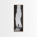 Lone Cowboy, Cliff View, Western Vibes, Silhouette Minimalist, Framed Canvas Print, Farmhouse Wall Art, Masculine Desert Decor