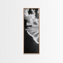 Shoreline Edge, Ocean Waves, Coastal Horizon, Framed Canvas Print, Black and White Beach Art, Bathroom Art, Entryway Wall Decor