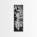 Rocky Coastline, Ocean Foam, Sunset Glow, Framed Canvas Print, Nautical Wall Art, Beach House Decor, Moody Seascape Photography