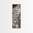 Rocky Coast Path, Serene Ocean View, Minimalist Nature, Framed Canvas Print, Neutral Tones, Beach Art, Hallway Wall Decor, Coastal Home Vibe