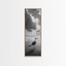 Seagull, Ocean Breeze, Beach Minimalism, Tranquil Shoreline, Seagull Photo Art, Coastal Framed Canvas Print, Bathroom Wall Decor