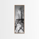 Haunting Tree Silhouettes, Forest Edge, Black White Nature, Desert Trees, Framed Canvas Print, Fall Art, Living Room Wall Art