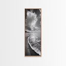 Morning Beach, Shoreline Foam, Coastal Tranquility, Sunrise Horizon, Canvas Print, Beach Wall Art, Bathroom Decor, Seaside Vibes